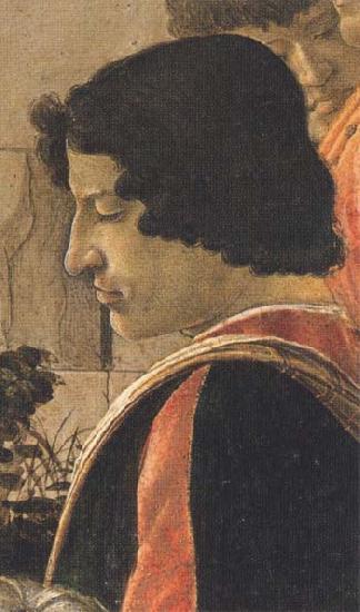 Sandro Botticelli Man in a short black tunic,standing on the right